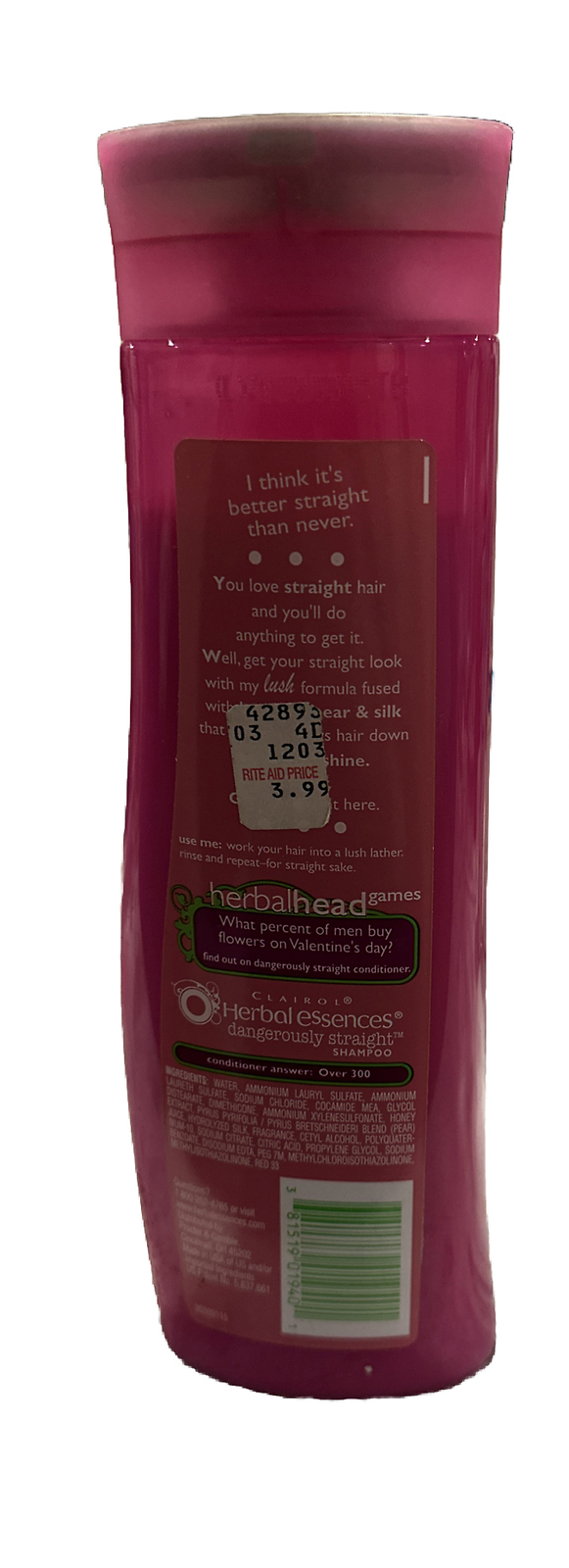 Herbal Essences Dangerously Straight Pin Straight Shampoo Honeyed Pear