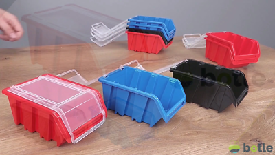 Stapelboxen Rot Schwarz Blau Box mit Deckel 3 Größen Kunststoff Sortierbox