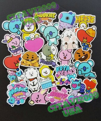 BT21 BTS STICKERS CARTOON WATERPROOF DECAL KOREAN KPOP DECORATION