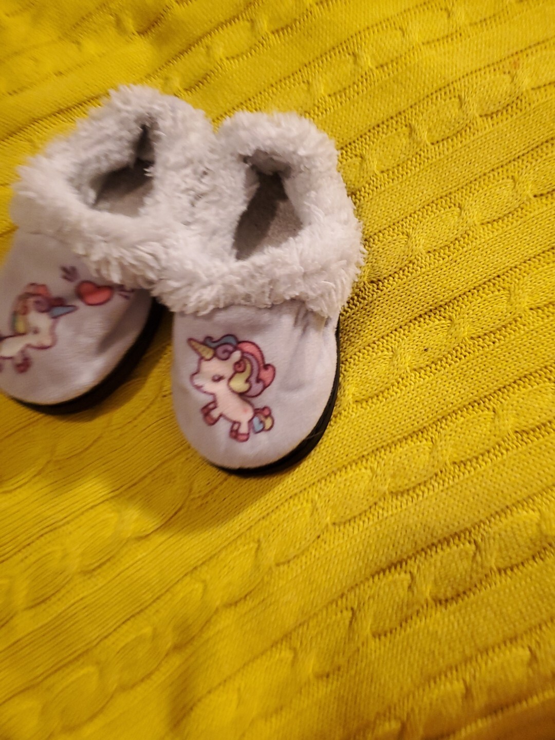 SAOLA Carine Pantofole Unicorno per Bambina Taglia 6 Suole Fuzzy Antiscivolo Nuove senza scatola