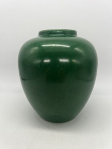 Vintage Imperial Jade Green Crackled Porcelain Vase/ Jar, Mann Japan 5” - Picture 7 of 12