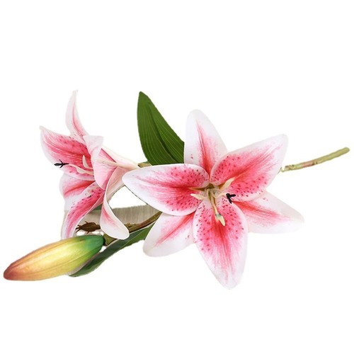 3Heads Artificial Lily Flowers Real Touch Wedding Home Decor Fake Flower Bouquet - Picture 14 of 22