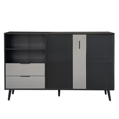 U_STYLE 2-Door Storage Cabinet with 2 Drawers & Metal Handles for Corridor