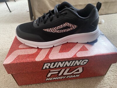 Fila Memory Speedchaser 5 Foam Running Shoes Women s Size 7.5 Black /leopard New