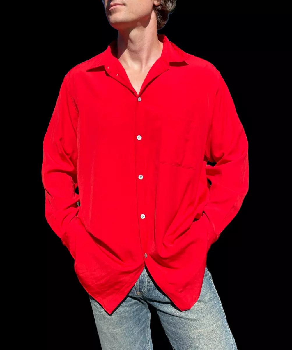 Y's Yohji Yamamoto Pour Homme Men's Red Long Sleeve Button-Up