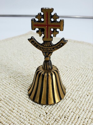 Vintage Jerusalem Solid Brass Bell Travel Souvenir 4'' Tall (C2)**