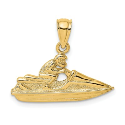 14K Gelbgold 2-D strukturiert 2-D Jetski Anhänger