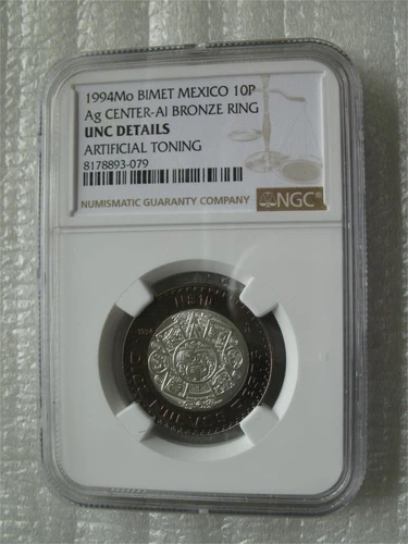Mexico 1994 10 Pesos Silver-Al Bronze Ring UNC Coin NGC UNC