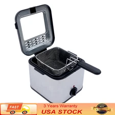 Electric Deep Fryer With Basket Small Fryer Stainless Steel Fish Fryer 1KW 2.5L!