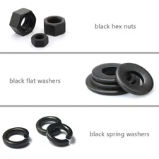 Black Hex Nut Flat Gasket Spring Washer M1.6 M2 M2.5 M2.6 M3 M4 M5 M6 M8 M10 M12