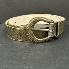 Womens Nine West Green Leather Faux Snakeskin Classic Belt Large Casual Dress