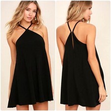 Lulus High Gear Shift Mini Dress M Black