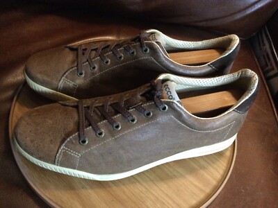ECCO Spikeless Golf Shoes Brown Leather Casual Comfort Men display picture 1