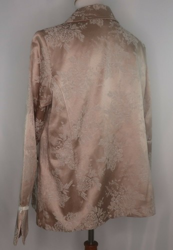 Nuevo con etiquetas Abrigo Chaqueta Chaqueta Chaqueta Susan Graver Dorado Satén Brillo Floral Noche Carrera Talla L - Imagen 5 de 11