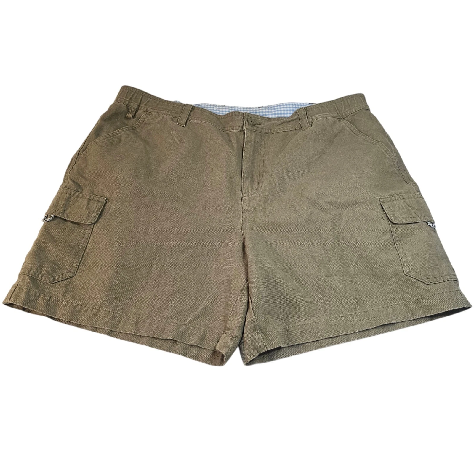 Columbia PFG Men’s L Cargo Shorts Canvas Khaki Beige Fishing Outdoor 6" Inseam