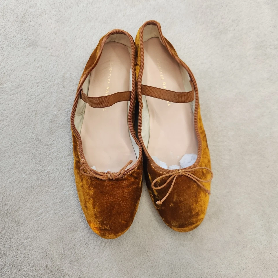 Loeffler Randall Terciopelo Ballet Pisos Mary Jane Ocre Dorado 7.5 Romántico Coqueta Foto 2 de 4