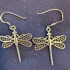 WOMEN's  STERLING SILVER .925 DRAGONFLY DANGLE HOOK EARRINGS