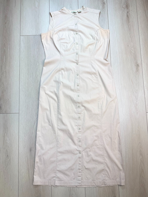 Eddie Bauer Linen Cotton Maxi Dress Womens 16 Beige Sleeveless Button Up  Casual | eBay