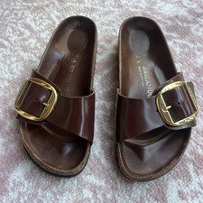 Birkenstock Arizona Leather Brown Big Buckle Sandals Size EU 38 RETAIL 160