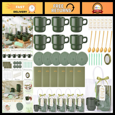 43 Pcs Baby Shower Game Prizes & Gifts - Mugs, Coasters, Notebooks, Gift Bags