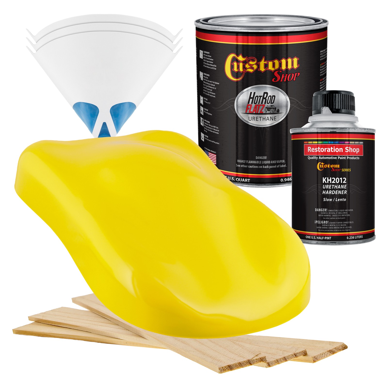Hot Rod Flatz Indy Yellow Urethane Flat Car Paint Quart Kit