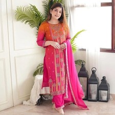 Pakistani Muslin Kurta Set for Women  3 Piece Ethnic Outfit with Dupatta 