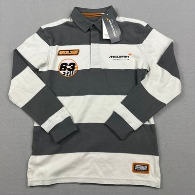McLaren F1 Team Rugby Shirt Youth Medium Gray White Striped M&S M