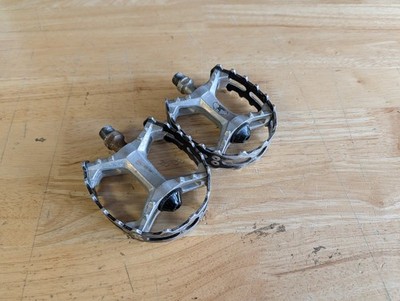 Suntour XC-II Pedals 9/16  Black Silver Vintage MTB Made in Japan