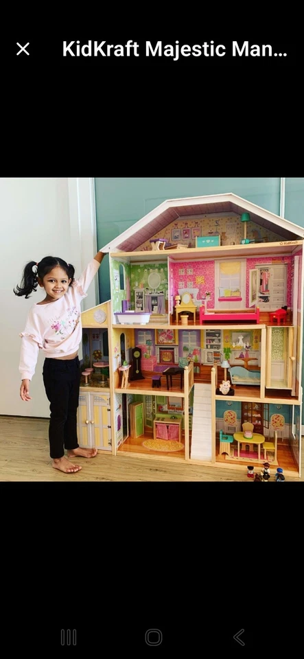 KidKraft Majestic Mansion Wooden Dollhouse with 34 Accessories, Elevator  Garage - Image 3 of 4