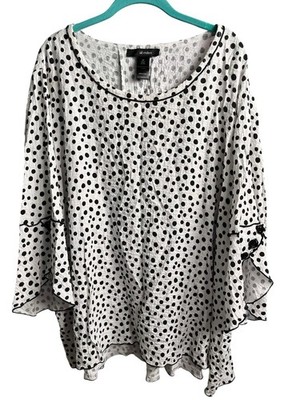 Ali Miles Sz 2X Black/White Tunic Colorful Artsy