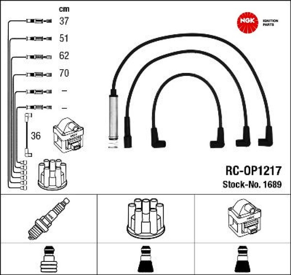 NGK 1689 ZüNdleitungssatz ZüNdkabelsatz ZüNdkabel FüR Opel-image