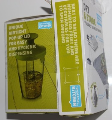 TOMORROW'S KITCHEN Salatschleuder faltbar mit Dressing Shacker QVC 881953