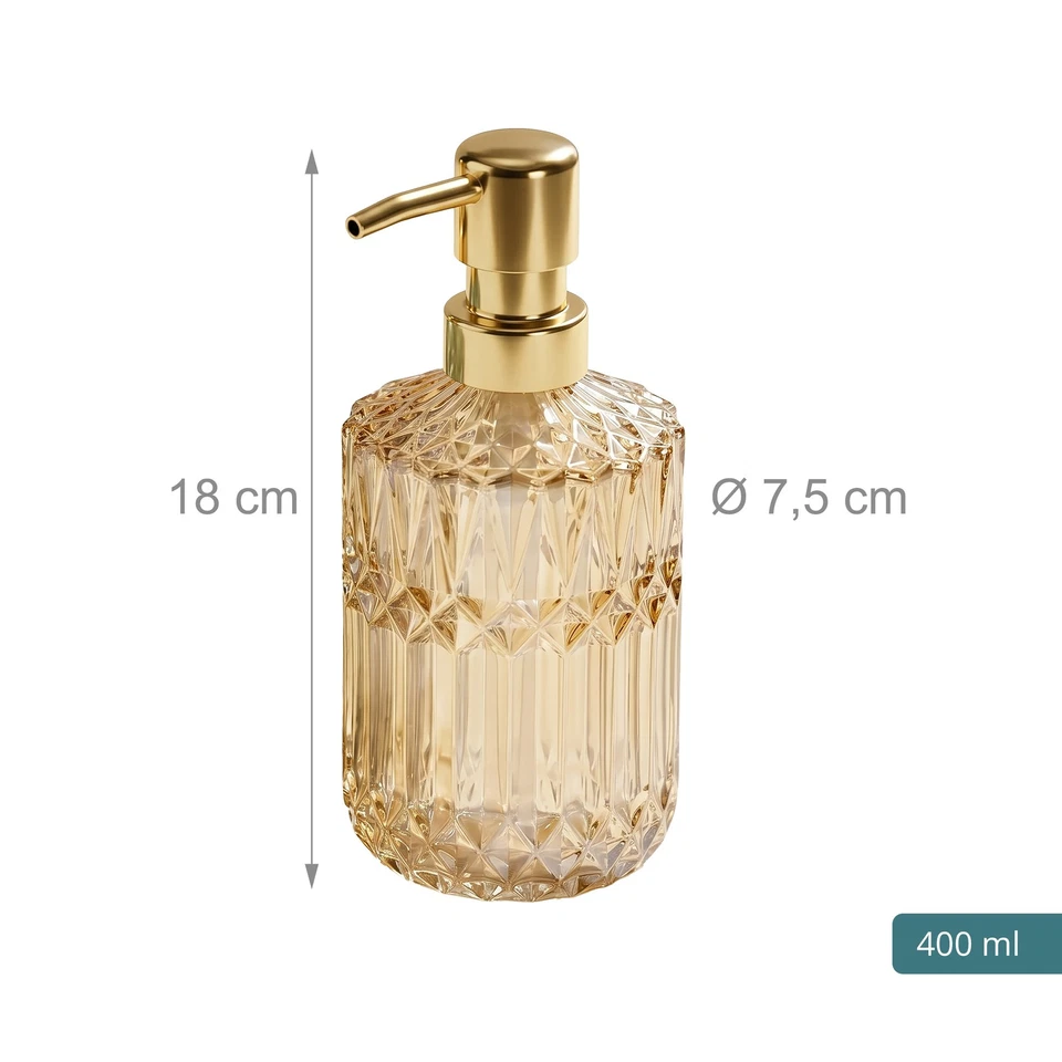 2x Distributeurs savon/lotion en verre à pompe pour mains/salle de bain - Photo 4/4