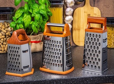 Küchenreibe für Gemüse, Käse,Obst, Zerkleinerer Massiv Scharf Edelstahl Kinghoff