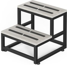 LIANTRAL Heavy Duty 2 Step Stool for Adults, Footstool with Adjustable Feet & A