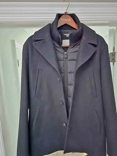 SOIA & KYO Men's Black Coat with Inner Bib Size Small - product listing photo