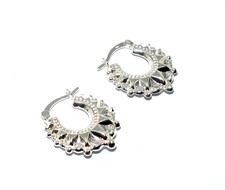 Ladies/womens lightweight silver creole style earrings