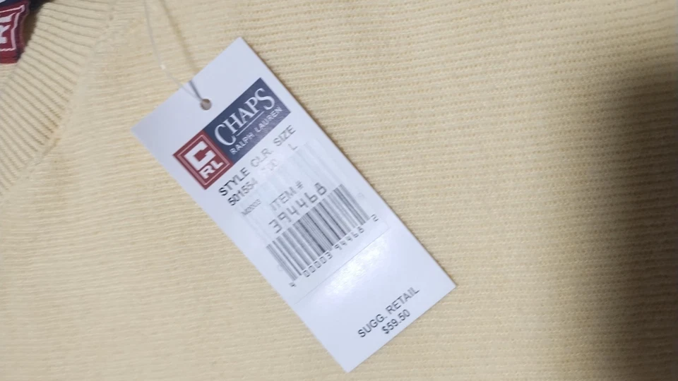 Moletom Chaps Ralph Lauren Masculino Tamanho Grande Amarelo 100% Algodão - Imagem 3 de 4