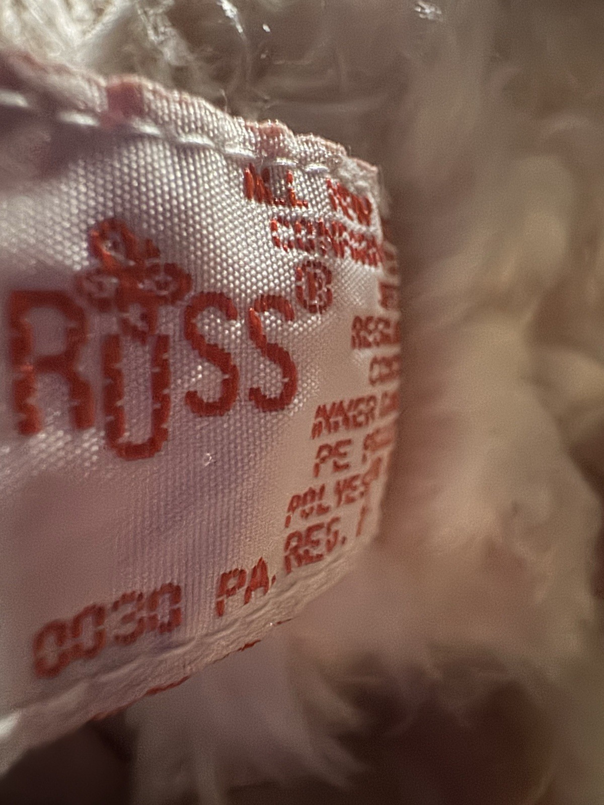 Vintage Russ Berrie & Co. Isabella 11” pink teddy bear,swirl plush corduroy feet