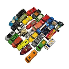 Large Lot of 30 Vintage Diecast Cars and Trucks Various Brands 1970s-1990s