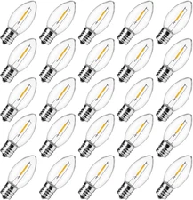 25 Pack C9 LED Christmas Light Bulbs, Clear Plastic C9 Shatterproof LED Bulbs Re