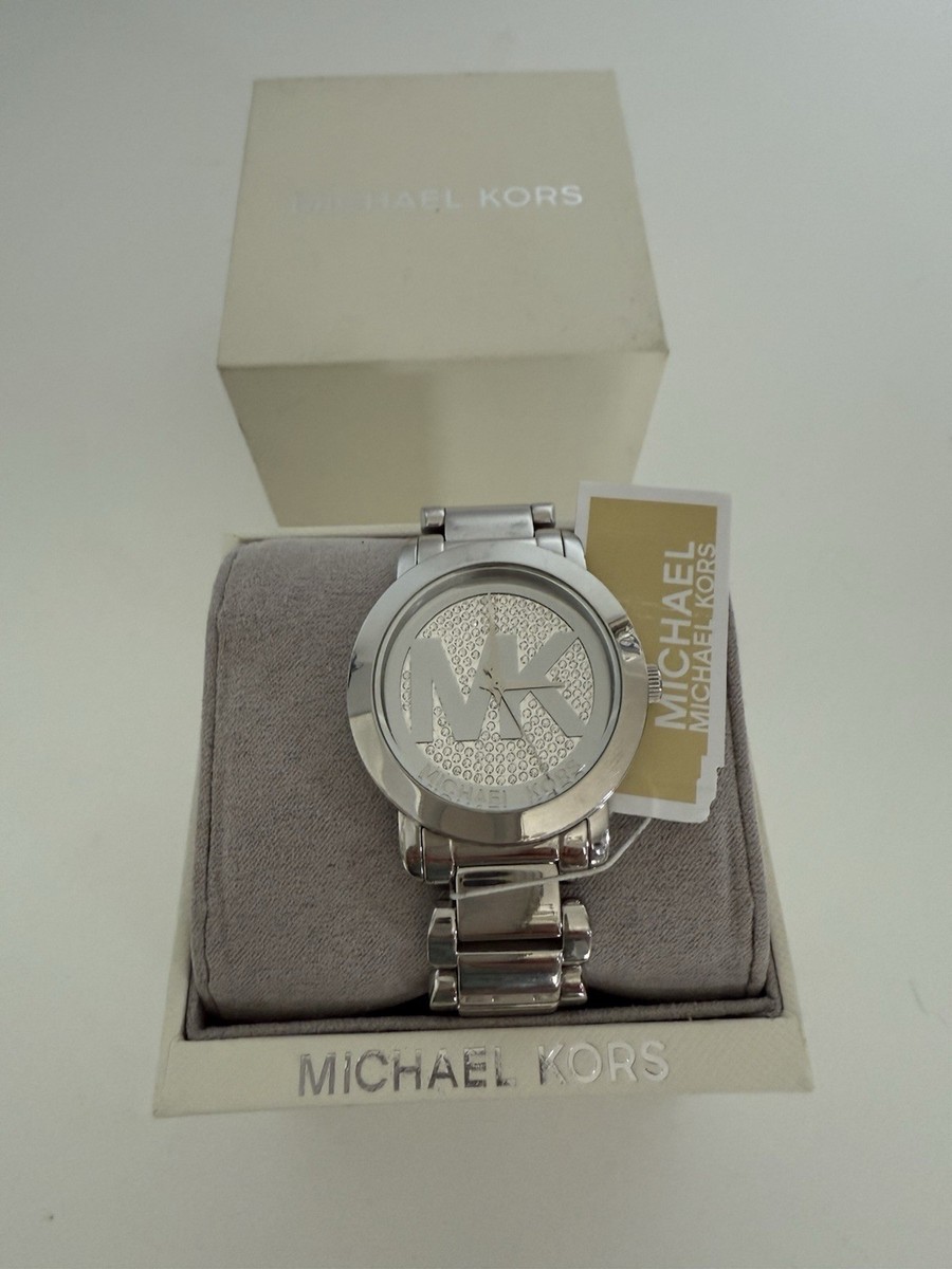 Women’s Michael Kors stainless steel with rhinestones around face of watch s-l400.jpg main image 2