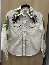 Vintage Gabardine chainstitch western shirt Women  s M Rockmount Ranch Wear