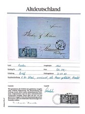 Baden Mi. 14 Paar 6 Kr blau auf Brief Mannheim 1864 nach Reinach Schweiz Borek