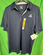 Reebok Navy Blue Performance Polo Shirt Short Sleeve Men's L NEW NWT 