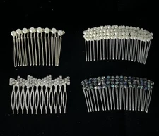 Vintage Metal Beaded Hair Comb Styling Accessory Lot of 4