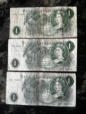 Bank Of England  3 X £1 Notes Signature L K O’Brien  1966 - 1970 Circulated Used