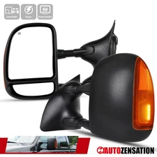 Fit 1999-2007 Ford F250 F350 F450 Black Power Heated Tow Side Mirrors+LED Signal
