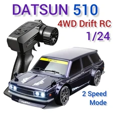 RC Drift Car 4WD Datsun 510 Wagon 1/24 JDM with Light 2.4G Radio Car Gift Racing