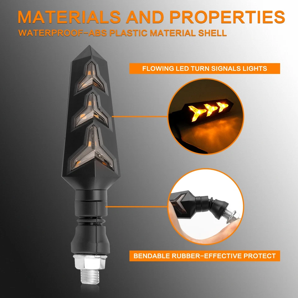 4 PIEZAS Indicador LED Intermitente Intermitente Motocicleta Luces Ámbar Universal Duradero Foto 3 de 4